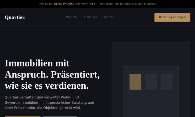 Demo-Website Quartier Immobilien